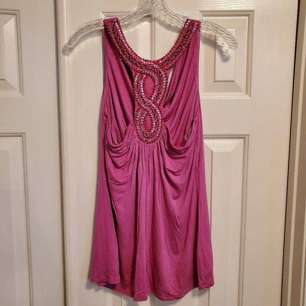 NWT Studio Y Pink Racerback tank with beaded back - Large - Picture 4 of 4